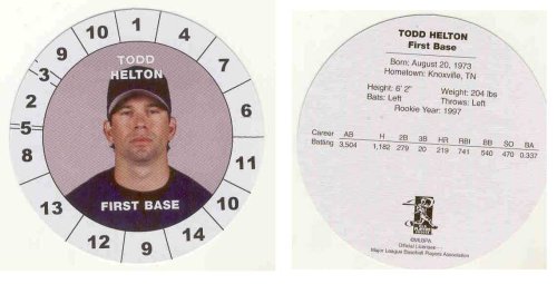 Buy Cadaco All Star Baseball Game Card Disk Todd Helton by Cadaco