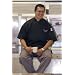 San Jamar J045BK Chef-Tex Poly Cotton Traditional Short Sleeve Chef Jacket with Chef Logo Button, Medium, Black