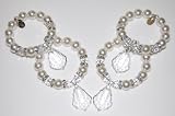 Napkin Rings with Swarovski Clear Crystal Flat Baroque Pendant and White Pearls (Set of 4)