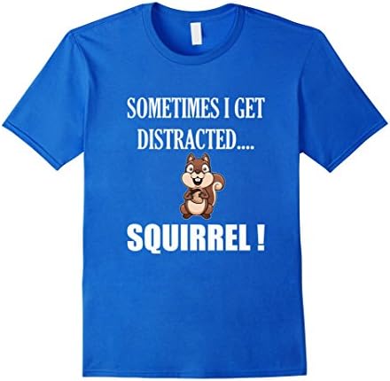 Men's FUNNY DISTRACTED SQUIRREL T-SHIRT Animal Zoo Farm Meme Gift Large Royal Blue