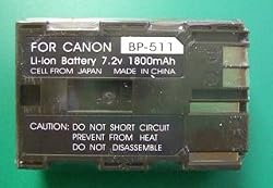 BP-511 BP511 BP511A 1800 mAh Battery for Canon EOS