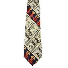 NEW Mens Novelty Necktie Orange $100 Bill Money Tie