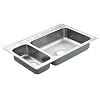 Moen 22823 Excalibur 4 Hole Stainless Steel 22 Gauge Double Bowl Drop In Sink, Stainless