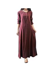 Vintage Embroidered Cotton/Linen Long Sleeves  Dress