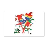 38.5 x24.5 Wall Vinyl Sticker Family Of Parrots On Tree