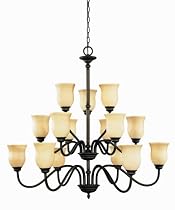 World Imports 5409-99 Saxon 15(6+6+3) Lights CHANDELIER, Wrought Iron
