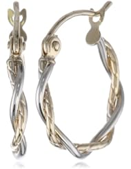 10k Two Tone Gold 1.8mm Twisted Hoop Earrings