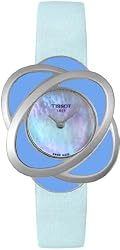 Stainless Steel T-Trend Precious Blue Flower Mother Of Pearl Dial
