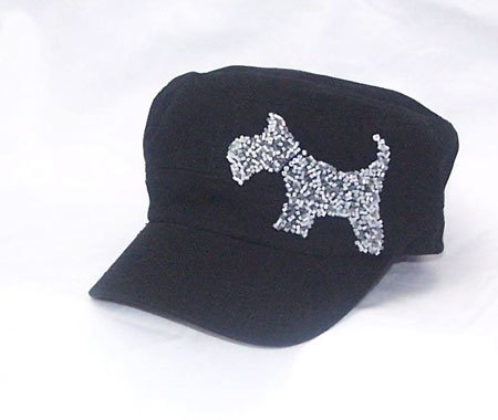 White Schnauzer Puppy Dog Doggie Paw Cadet Hat Visor