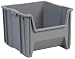 Akro-Mils 13018 Stak-N-Store Stacking Hopper Front Plastic Storage Bin, Grey, Case of 2