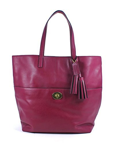 COACH Legacy Leather Large Turnlock Tote in Brass / Deep Port 26461