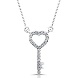 14k White Gold Diamond Key Necklace (1/10cttw, JK, I2-I3), 16