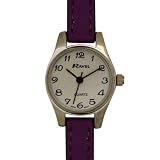 LADIES RAVEL CLASSIC WHITE WATCH WITH PURPLE PU STRAP AND POLISHED CHROME CASE.