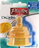 Playtex Drop-Ins NaturaLatch Latex Nipple -Slow Flow (2-Count) (2-Pack)