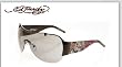 ED HARDY EHS 003 JAPAN BLACK FRAME GREY GRADIENT LENS SWAROSKI CRYSTAL RIMLESS SHIELD SUNGLASSES