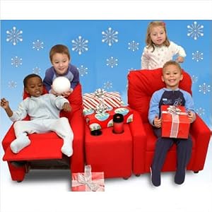 Theater Seating Fabric Kids' Recliner Chair in Rocket Red