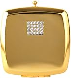 BettyK Elegant Gold Compact Mirror with Rhinestones