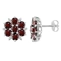 Silver Garnet Earrings - Red