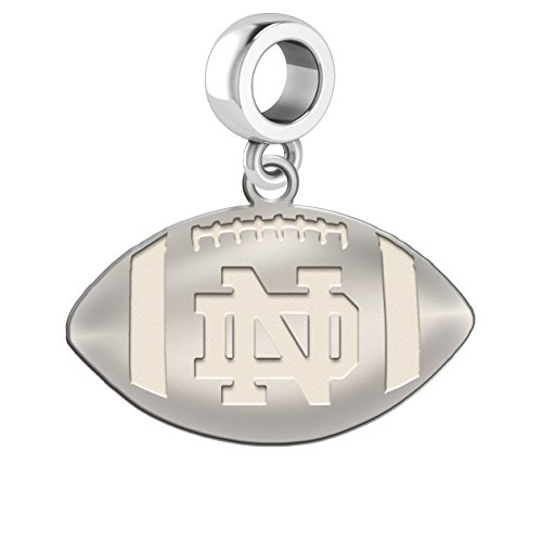 Notre Dame Fighting Irish Sterling Silver Football Cut Out Drop Charm Fits All European Style Charm Bracelets