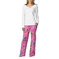 Nick & Nora&reg; Womens Knit Top/Fleece Pant PJ Set - Pink Rose