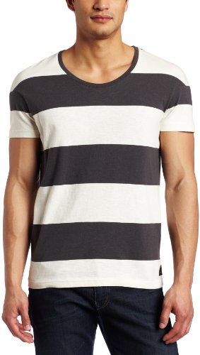 J.C. Rags Mens Big Block Stripe Tee, Chalk, Medium