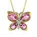 14K Yellow Gold Pink Tourmaline Butterfly Pendant w/ 18 Box Chain
