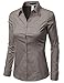Doublju Womens Basic Long Sleeve Cotton Button Down Collared Shirt