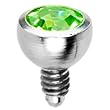 Grade 23 Solid Titanium Internally Threaded Green Gem 3MM Dermal Ball Top