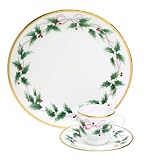 Mikasa Bone China Ribbon Holly 3-Piece Place Setting, Service for 1