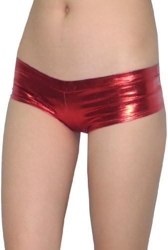 Mpinky Womens Thai Exotic Sexy Shiny Fitted Metallic Casual Shorts Small Red