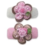 Vanity Hair Sequin Hair Clips Set - Fall Flowers - Pink, White