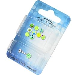 14 Gauge Multi Lime 10 Ball Interchangeable Labret Pack