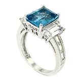 Classic Promise Ring w/Rectangular Blue & White CZs