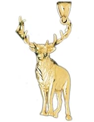 Dazzlers Solid 14k Gold Elk Charm Pendant Available in three colors from jewelsberry (weights: 6.7 grams only)