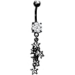 Crystalline Cz Black Nautical Stars Belly Ring