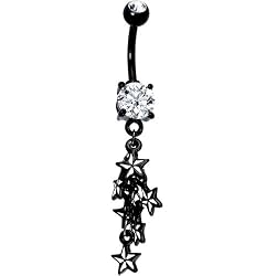 Crystalline Cz Black Nautical Stars Belly Ring