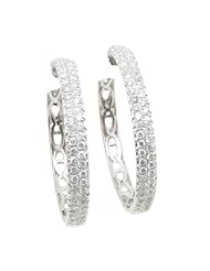 Women 18k White Gold 0.99ctw diamond Hoop earring 65 LE279 Size 7.33