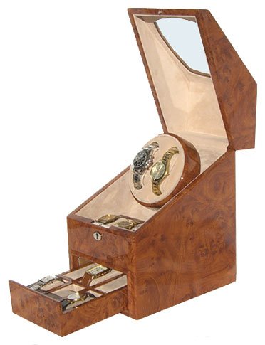 Landmark 2  9 Automatic Watch Winder for 2 watches Burlwood Brown by WatchWinderStorecom Landmark 2  9 Automatic Watch Winder for 2 watches Burlwood Brown by WatchWinderStorecom