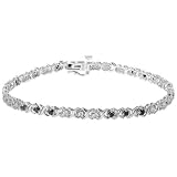 Black & White 1.0 Carat Diamond Tennis Bracelet in White Gold