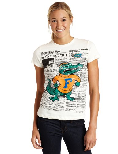 NCAA Florida Gators Women's News Print T-Shirt, Ivory, Medium
