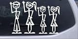 Cool Waving 2 Kids Stick Family Stick Family Car Window Wall Laptop Decal Sticker -- White 8in X 5.4in