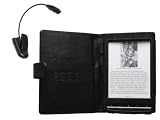 Navitech Black Genuine Napa Leather Flip Open 6 Inch Book Style Carry Case Cover & Reading Night light Worm Light for the Sony PRS T1 Touch e-reader device