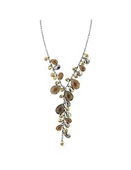 Smoky Woods Beaded Baubles Y Necklace Gold Plated