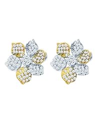 10KT Yellow Gold 0.52 CTW Diamond Flower Earrings
