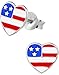 Hypoallergenic Sterling Silver American Flag Heart Earrings for Kids (Stud)