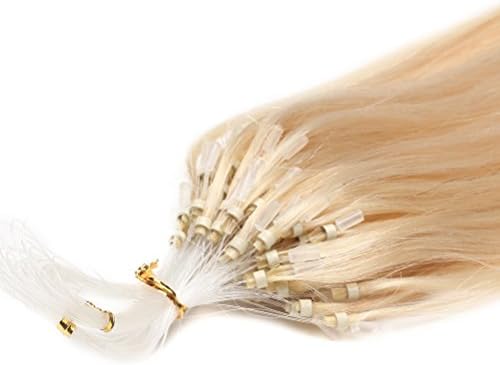 Xiaonibang Brazilian Remy Human Hair Extensions Loops Micro Ring Tip Hair (16''0.4g/s, 60 Platinum Blonde)