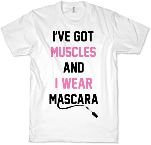 Muscles and Mascara Crewneck T-Shirt (White, Size Large)