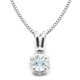 14k White Gold Aquamarine and Diamond Pendant with Chain