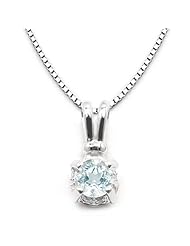 14k White Gold Aquamarine and Diamond Pendant with Chain