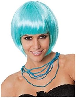 Fashion Kingdom Short Straight Bob Style With Bangs Cosplay Wig for Women (lake blue)